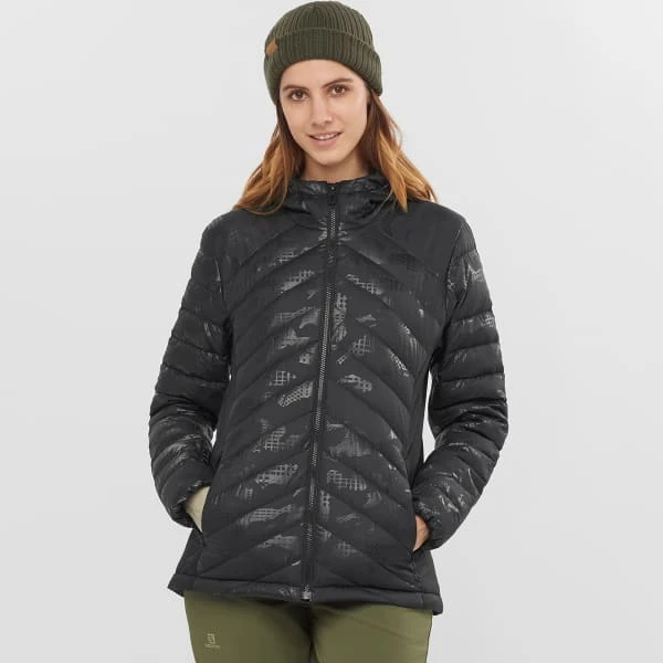 SALOMON TRANSITION DOWN HOODIE W BLACK/HE 22 2 SALOMON TRANSITION DOWN HOODIE W BLACK/HE 22 - Image 2