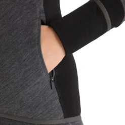 ICEBREAKER W DESCENDER LS ZIP JET HEATHER/BLACK 23 -Columbia || Millet || The North Face Sales 9 116052 w descender ls zip jet heather black ib103900a 01 03